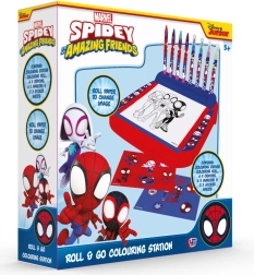 Spidey alus värvimislehtede ja värvidega