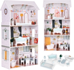 Nukumaja Alice – 3 korrust, 4 tuba, komplekt 9 mööbliesemega Ecotoys