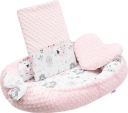 Luksuslik beebipesa koos padja ja minky-teki(te)ga roosa NEW BABY