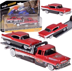 Maisto metallist komplekt mõõtkavas 1:64 – puksiirauto CHEVROLET Flatbed 1957 ja CHEVROLET Bel Air