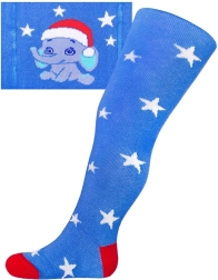 Christmas cotton tights New Baby blue with elephant 68 (4–6 months)