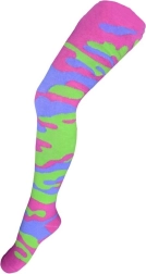 Cotton tights New Baby with camouflage pattern green-pink
