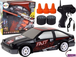 Sport RC Car 1:24 Black with Interchangeable Wheels