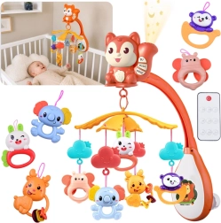 Musical crib mobile squirrel with projector and remote control