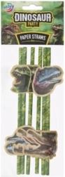 Paper straws with dinosaur motif 6 pcs