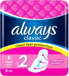 Always Classic Maxi hügieenisidemed 9 tk