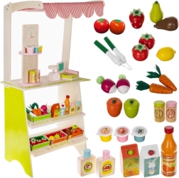 Puidust laste supermarket KRUZZEL letiga, kassaga ja puuviljadega