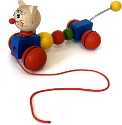 Puidust järelveetav mänguasi Kass