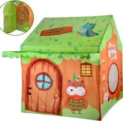 Värviline laste telk-majake Metsasõbrad koos kotiga