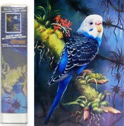 Teemantmaal „Sinine viirpapagoi” 30 × 40 cm