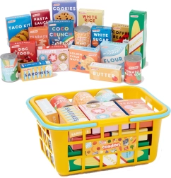 Kollane CASDONi ostukorv toiduainetega lastele 3+