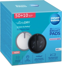Canpol babies ultra dry 3D vormitud imetamisrinnapadjad, mustad 60+10 tk