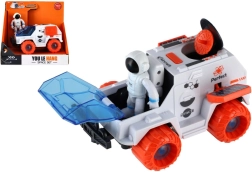 Space car with flywheel and astronaut, plastic vehicle 9 × 13 cm