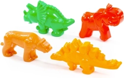 Set of molds: tiger, dinosaurs and mammoth