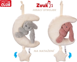 Pehme plüüskuu jänkuga, üleskeeratava mängumehhanismiga, 35 cm