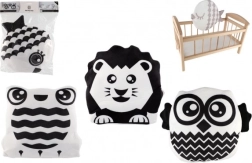 Pehme loomaline magnetiga padi 35 × 30 cm – kahepoolne must-valge/hall-valge