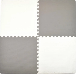 HUMBI vahtpõrandamatt 120 × 120 cm, veekindel puslematt, 4 tükki, hall ja valge