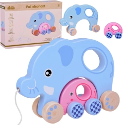 Wooden Pull-Along Elephant 2-in-1 – a family for first steps