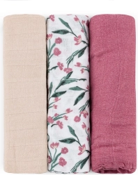 Bambusest musliinmähkmed Petite&Mars Moussy pink meadow 68 × 68 cm (3 tk)