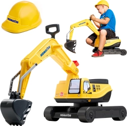 Ride-on excavator KOMATSU with rotating cab and helmet