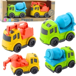 Bio-plastic toy car construction set – cement mixer and tow truck with hook