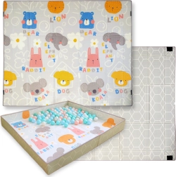 Kahepoolne kokkupandav XPE-vahtmängumatt 2‑in‑1 HUMBI 200 × 180 cm takjakinnitusega servadega