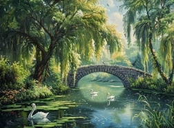Teemantmaal „Kivisild üle jõe” 30 × 40 cm