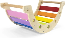 Puidust Montessori kiikhäll-sild 2in1 Viga – vikerkaarevärviline kiikhäll