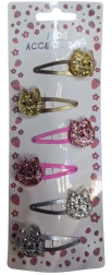 Pink kassikeste motiiviga sädelevate juukseklambrite komplekt, 6 tk