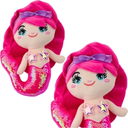 Plush Mermaid with Sequin Tail in Bright Pink 28 cm