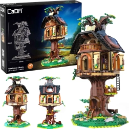 CADA Tree House Library ehituskomplekt – puumaja raamatukogu LED-tuledega, 1808 detaili