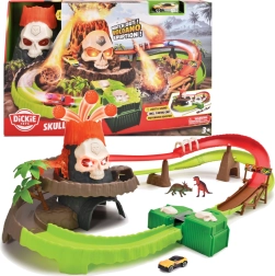 Dickie Toys võidusõiduraja Koljuvulkaan tulede ja helidega + metallist autoke 1:64