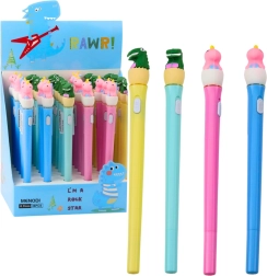 Helendav dinosauruse pastapliiats LED-valgustuse ja korgiga