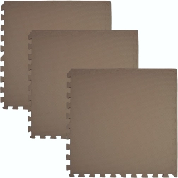 HUMBI foam floor mat 180 × 60, large waterproof puzzle, safe, 3 pcs, dark beige cappuccino