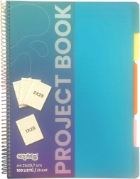 Project Notebook A4, 100 sheets, 3 ruled sections + 1 squared