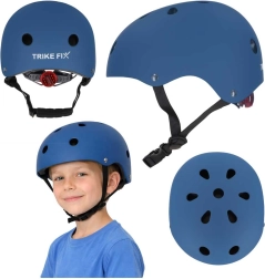 Kids’ Cycling Helmet TRIKE FIX with LED, size S 48–54 cm, dark blue