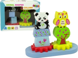 Puidust loomakujuline sorteerija Öökull ja Panda hammasratastega