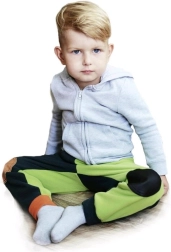 Children's fleece pants with leather knee patches raspberry–anthracite