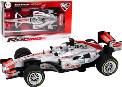 Võidusõidu sportauto vedrumehhanismiga 1:9, hõbedane, tuled ja helid