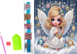 Teemantmaaling lõuendil – jõuluingel 23 × 30 cm