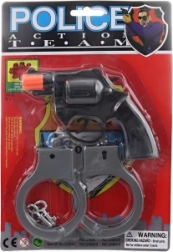 Plastic cap gun with handcuffs, 8-shot