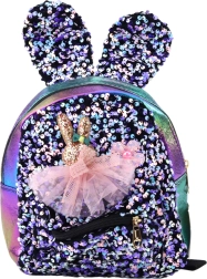 Colorful children's backpack with sequins and rabbit ears