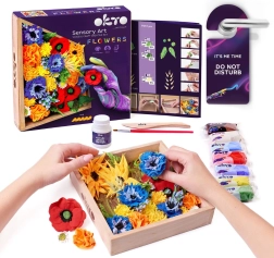 OKTO FREEDOM kunstiline modelleerimiskomplekt DIY lilled puidust raamiga 21x21 cm