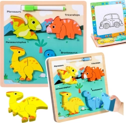 Puidust hariv pusle „Dinosaurused” joonistustahvliga