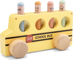 Puidust koolibuss hüppavate nuppudega