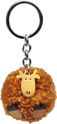 Wooden Keychain Giraffe with Pom Pom