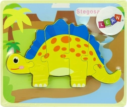 Puidust dinosauruse pusle – kollane stegosaurus või kollane oviraptor