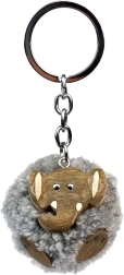 Wooden Keychain Pompon Elephant