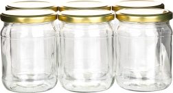 6-osaline hoidiste purkide komplekt 520 ml kuldsete kaantega fi 82