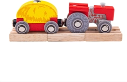 Bigjigs Rail punane traktor kallurhaagisega